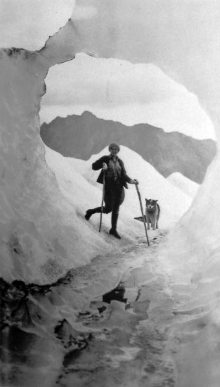 Hiking on a Glacier, c1930.