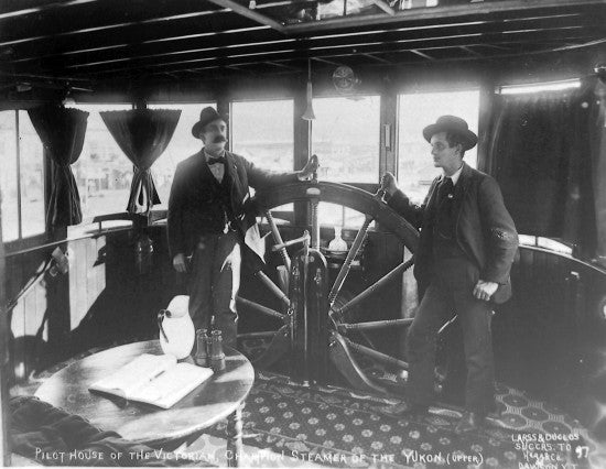 Pilot House of the Victorian, Champion Steamer of the Upper Yukon, c1900.