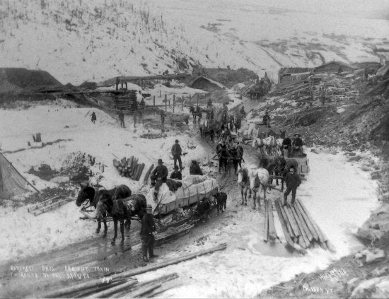 Bartlett Brothers Freight Train En Route to the Mines, c1900.
