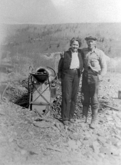 Elsie and Edwin Renvall at Claim 31, Bonanza Creek, 1935.