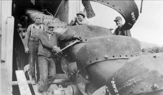 Dredge Crew doing Repairs, c1937.