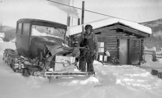 Automobile with Skiis, c1937.