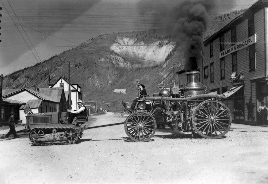 Hauling Fire Engine, c1940.