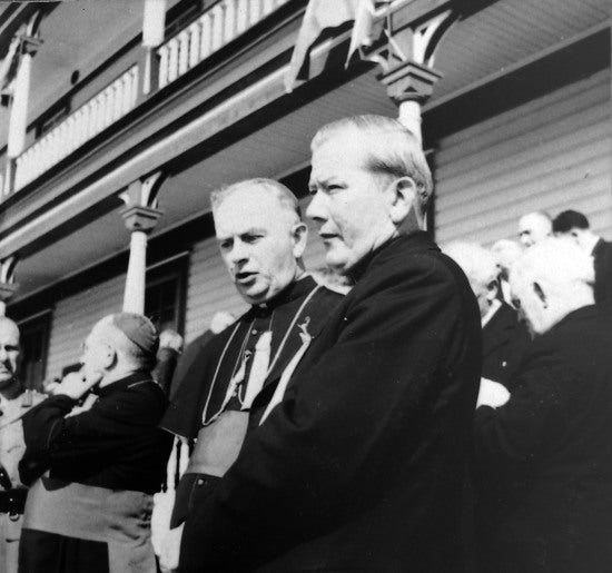 Father Leo Deschatelets and Bishop Gleeson, c1949