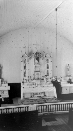 Interior, Sacred Heart Cathedral, Whitehorse, c1950.