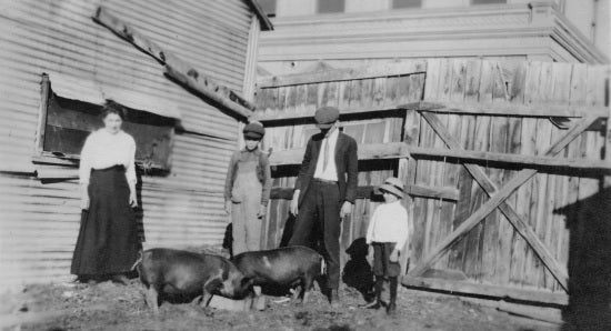 Schink Family behind their Store, c1918.