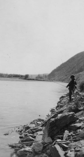Bill Schink Fishing at Rock Creek, c1918.