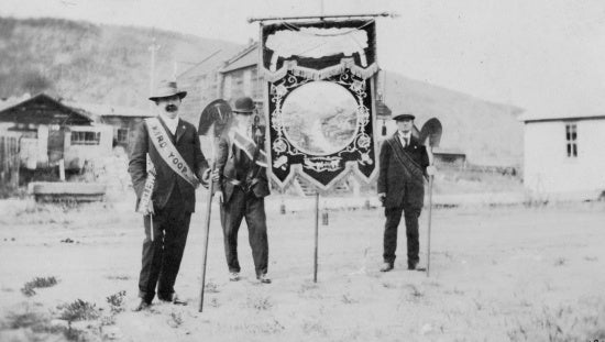 Members of the Yukon Order of Pioneers with Banner, 1920.