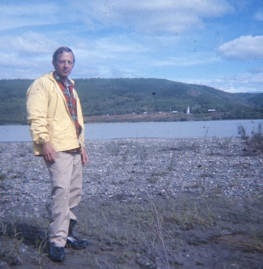 Ed Jones on Sandbar in the Yukon River, 1976.