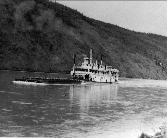 Pushing a Barge on the Yukon River, n.d.