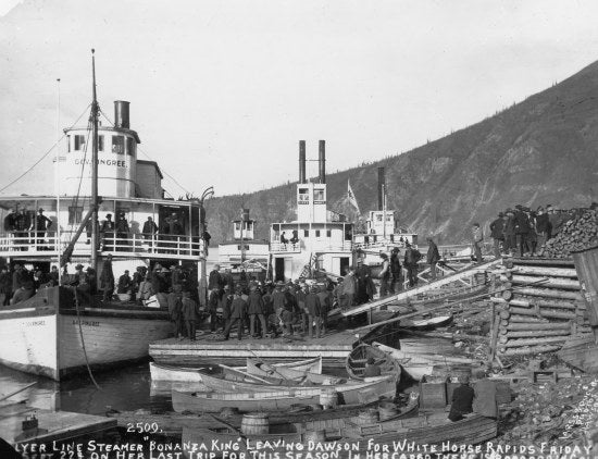 Sternwheelers at Dawson City Waterfront, c1898.