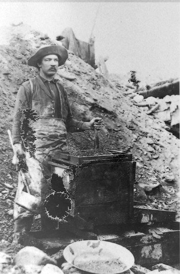 Miner Sifting and Panning for Gold Nuggets, c1900.