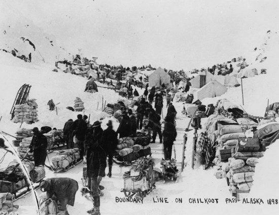 Boundary Line on Chilkoot Pass Alaska, 1898.