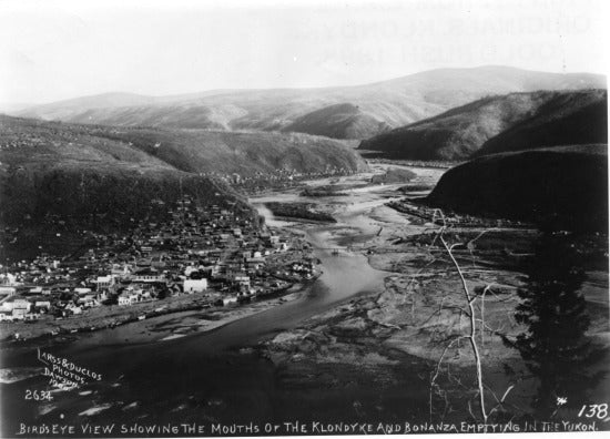 Bird's Eye View Showing the Mouths of the Klondike and Bonanza Emptying in the Yukon, 1900.