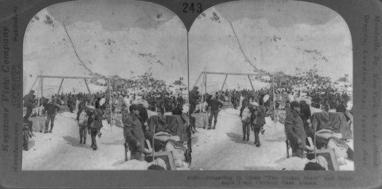 Preparing to Climb 'The Golden Stair' and Peterson's Trail, Chilkoot Pass, Alaska, c1898.