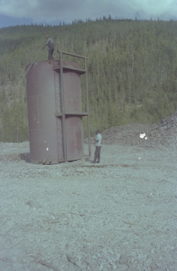 Fuel Tanks at Cogasa Mine, Sixty Mile, c1975.