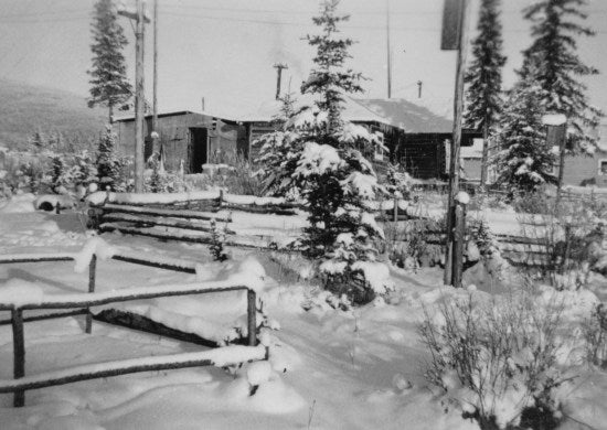 Log Cabin, South Dawson, c1940.