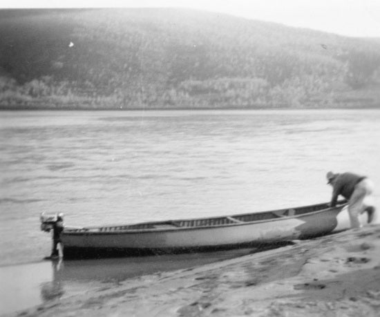 Pulling Mr. Berton's Canoe on Shore, September 1938.