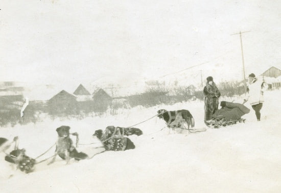 Travelling by Dogsled, c1920.