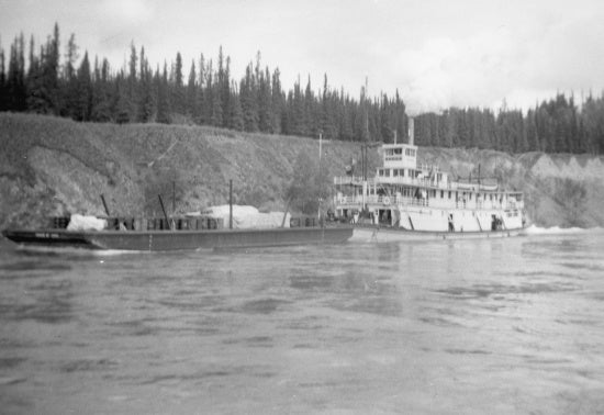 SS Keno Pushing a Barge on the Yukon River, c1941.