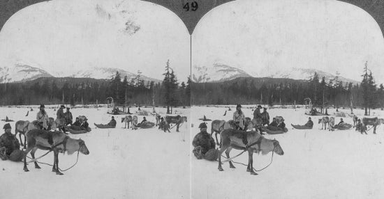 Starting for the Gold Fields on Norway Sleds, Haines, Alaska, c1900.