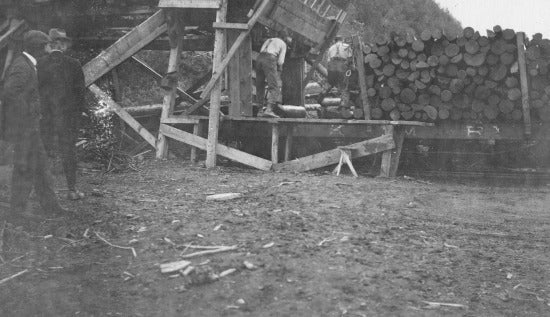 Yukon Saw Mill Mechanical Loader, Klondike City, July 21, 1912.