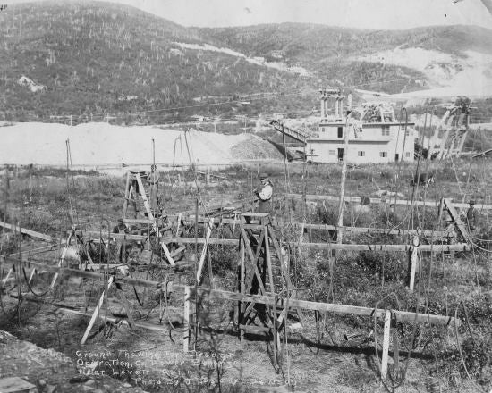 Ground Thawing for Dredge Operation on Lower Bonanza near Lovett Gulch, c1912.