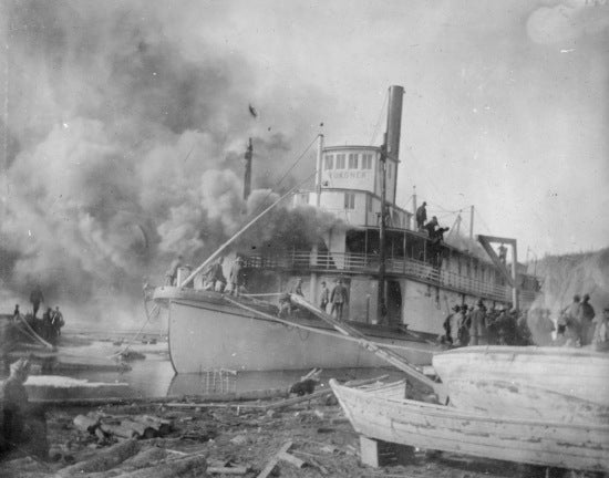 SS Yukoner on Fire, c1901.