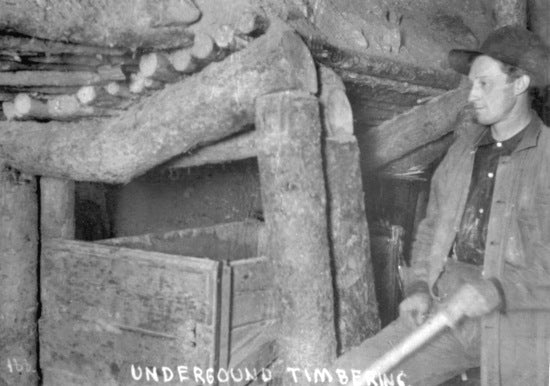 Underground Timbering, c1900.