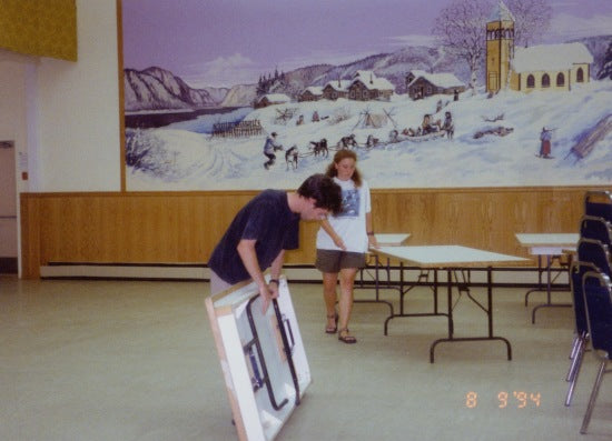 Setting Up for Fundraiser for the Klondike Sun, August 9, 1994.