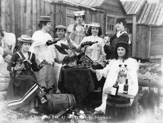 A Drinking Bee at White Chapel Dawson, c1900.