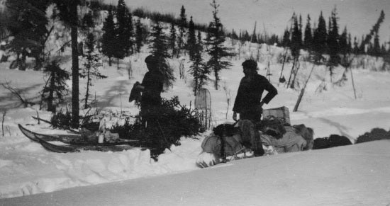 Travelling by Dog Sled, c1921.
