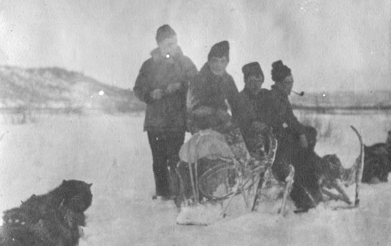Travelling by Dog Sled, c1921.