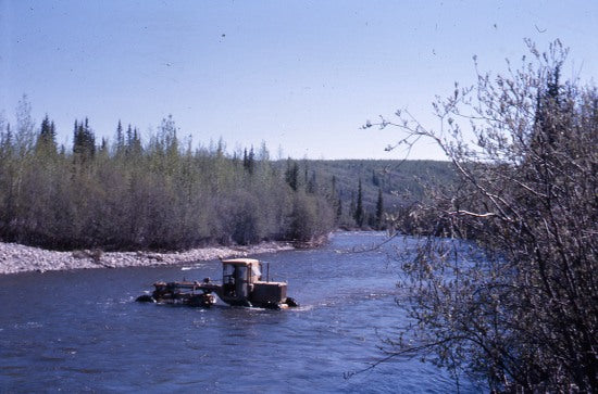 Crossing the North Fork, Klondike River, May 1963.